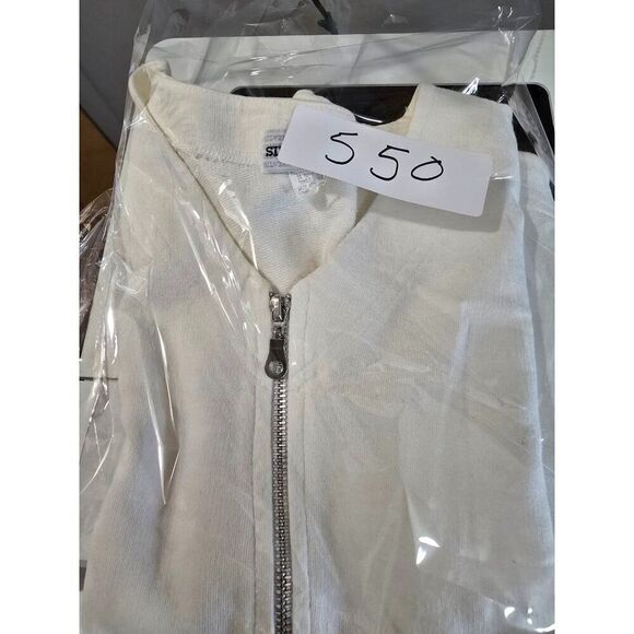 Womens Silverwear Ivory Cotton Sleeveless Zip-Up Vest Size L Swim cover - Picture 7 of 7